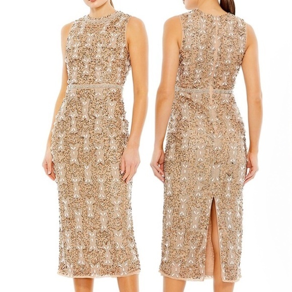 Mac Duggal - Beaded Midi Cocktail Dress - joarbit.com